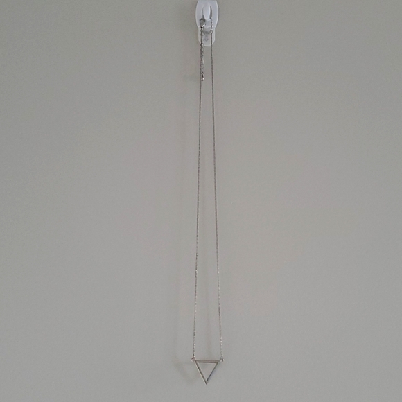 (3 For $25) Silver Triangle Pendant Necklace - Picture 2 of 2